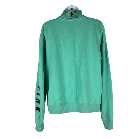 Victoria's Secret PINK Women's Size S Green 1/4 Zip Sweatshirt - Picture 2 of 4